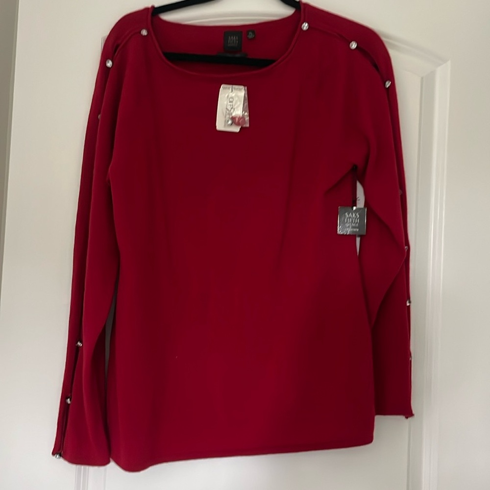 Saks, Fifth Avenue red Cashmere sweater seize xl
